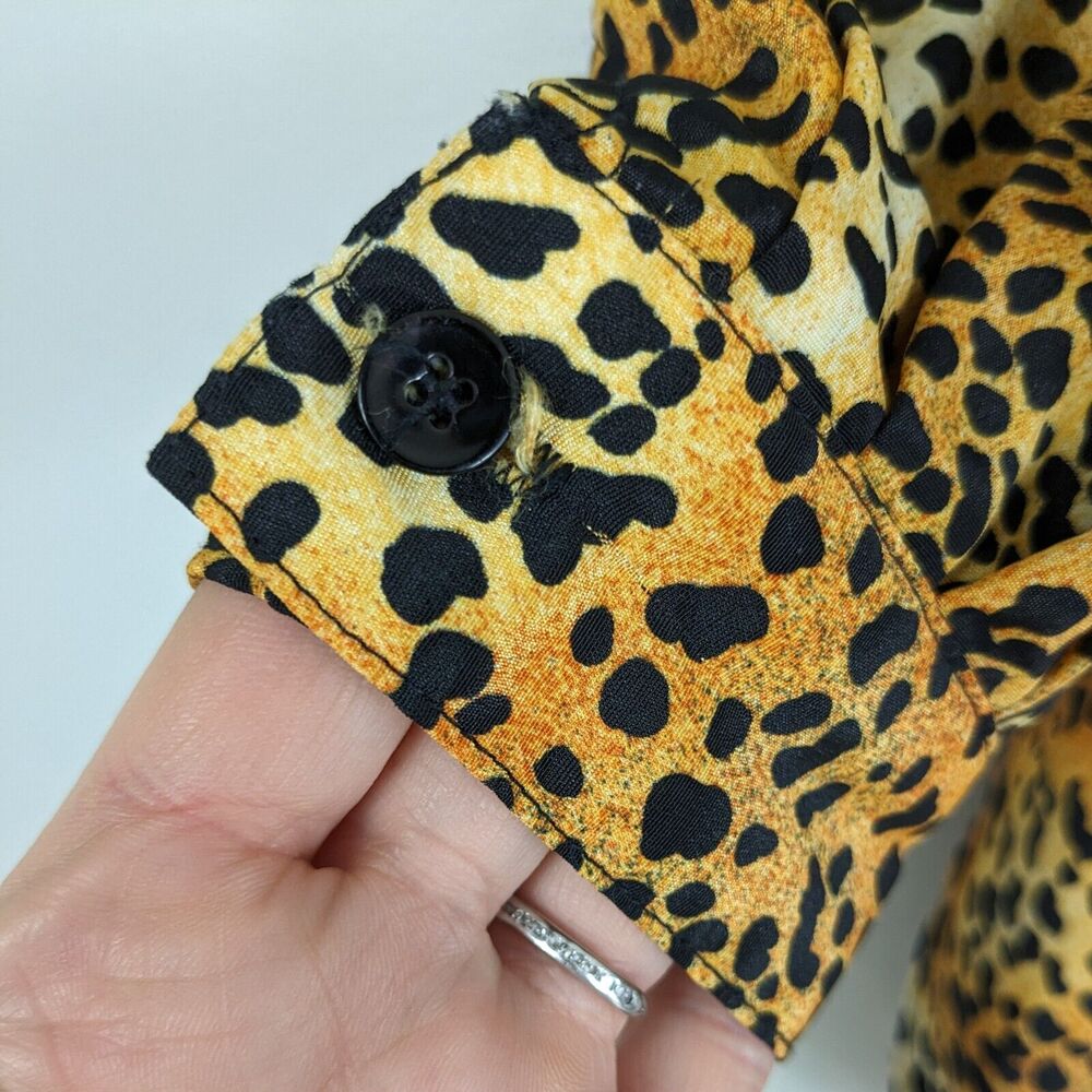 Cheetah Print Button Top Blouse 16 Xl Orange Blac… - image 7